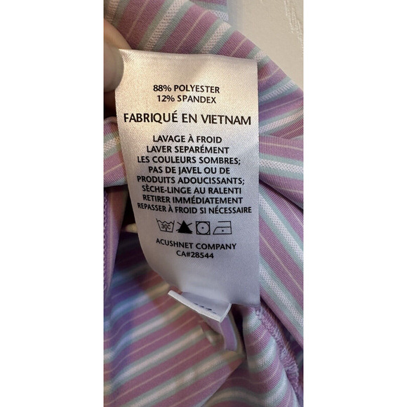 FootJoy Golf Polo Med Purple/White Striped Short Sleeve Embroidered Osprey Cove - Picture 7 of 13